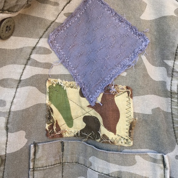 Upcycled sanctuary camouflage camo frayed post Apocalyptic scavenger jacket - Picture 13 of 16